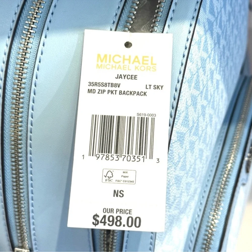 Michael Kors Jaycee Medium Ombré Signature Logo Backpack Light Sky Blue